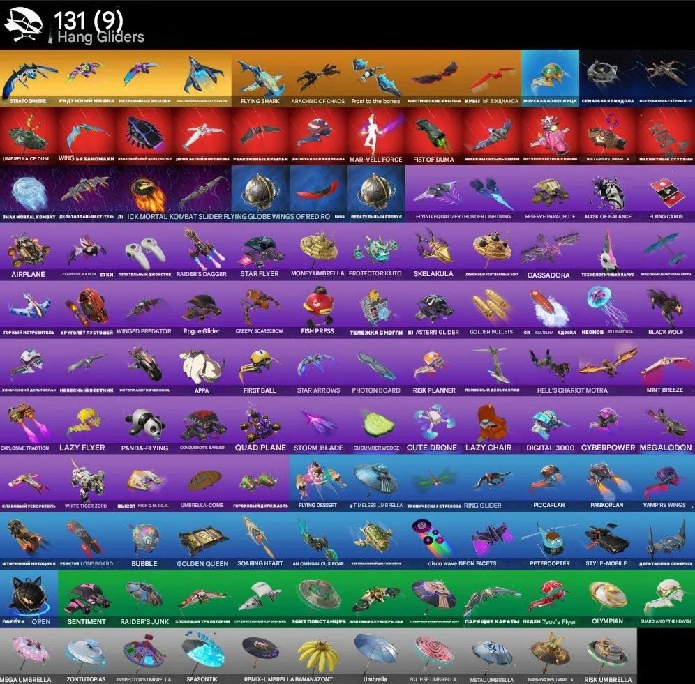 F1207 153 Skins, Psycho Bandit, Black Panther, Shredder, Square Up, Sub-Zero, Full Access, Exclusive & OG Cosmetics 